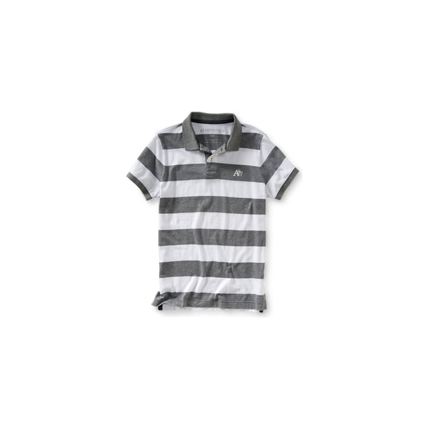 Polo de Rugby Aeropostale A87 a Rayas para Hombre Gris Extra Pequeño