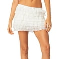 thumbnail image 1 of Women Y2k Lace Ruffle Pleated Mini Skirt Low Rise Half Slip Skirts Mesh Floral Layered Flowy Short Skirts, 1 of 1