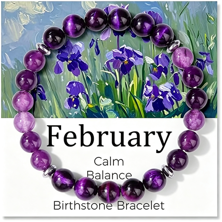 DESIGNICE Birthstone Crystal Floral Bracelets for Women Men Colorful Stone Bracelet for Women Reduce Anxiety Zodiac Month Bracelet Birthday Graduation Gifts Birthstone Bracelets for Women