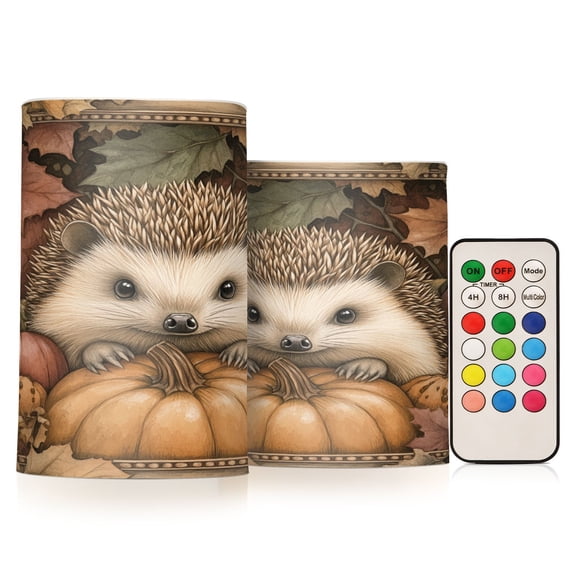 BZSMCE Flameless Candles LED Lights Hedgehog Lying on Pumpkin Creativity Battery Candles