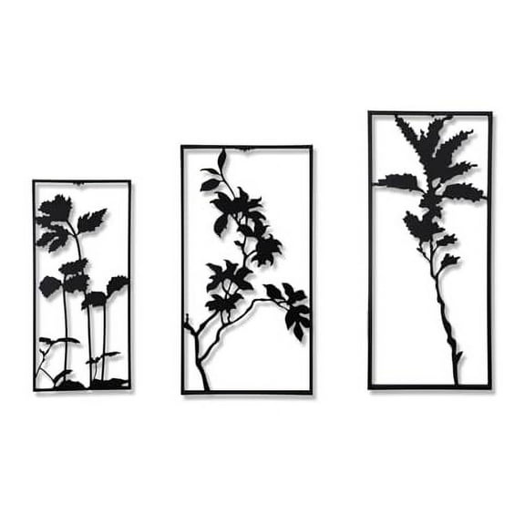 Black Metal Tree Wall Decor Abstract Metal Wall Sculptures (3 PCS)