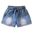 thumbnail image 5 of XBASW Kids Toddler Girls Denim Shorts Summer Solid Color Jeans Shorts Girls Grain Button Short Pants for 3-9 Years, 5 of 5