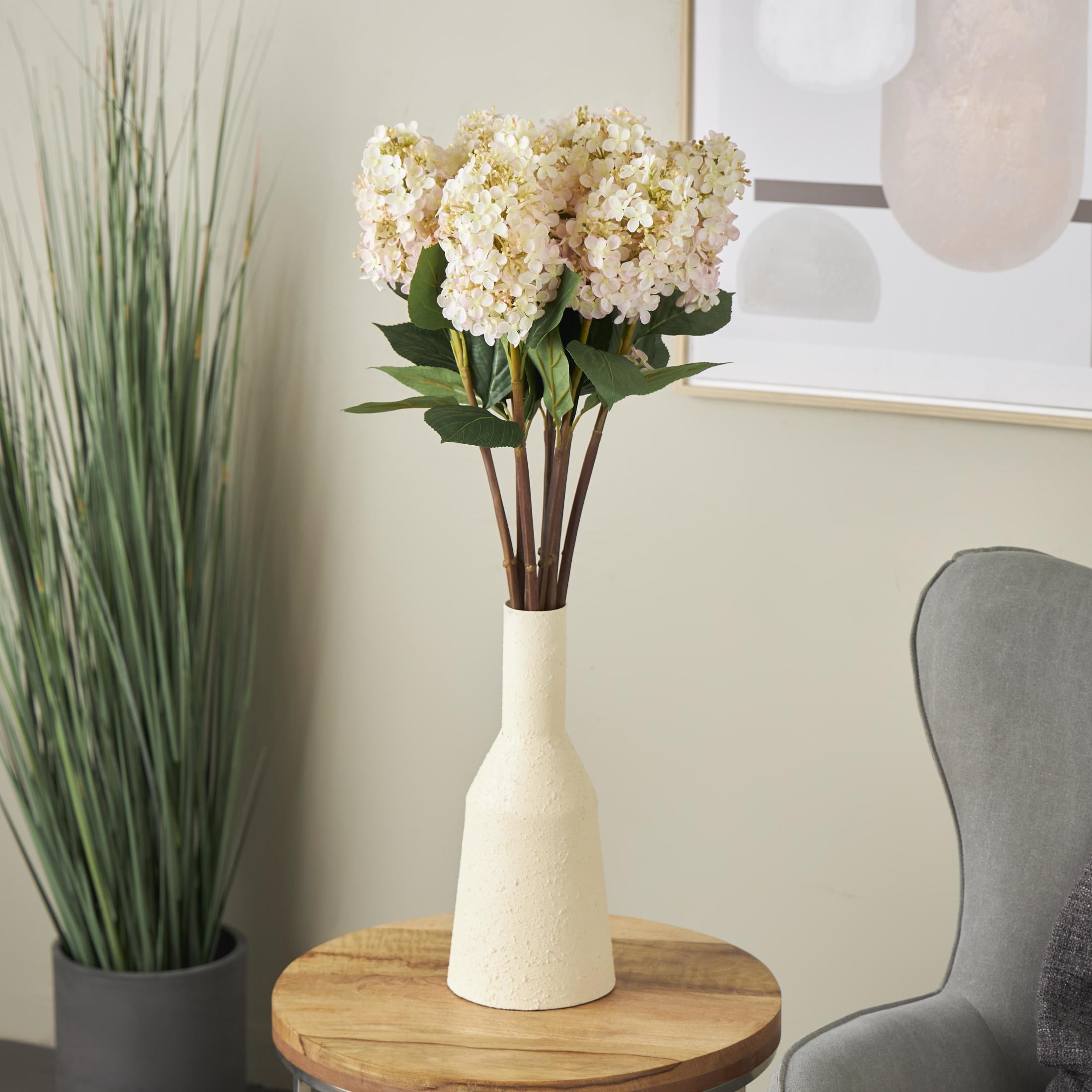 35" Plastic Floral Tall Hydrangea Artificial Flower Stem, by DecMode (8 Count)