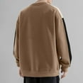 thumbnail image 4 of safuny Men's Loose Tops Big&Tall Fashion Long Sleeve Shirts Color Block Retro Pullover Outwear Casual Raglan Crew Neck Sweatshirts Brown XL, 4 of 7