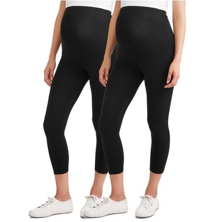 Maternity Over Belly Capri Leggings, 2-Pack (Best Capri Leggings For Summer)