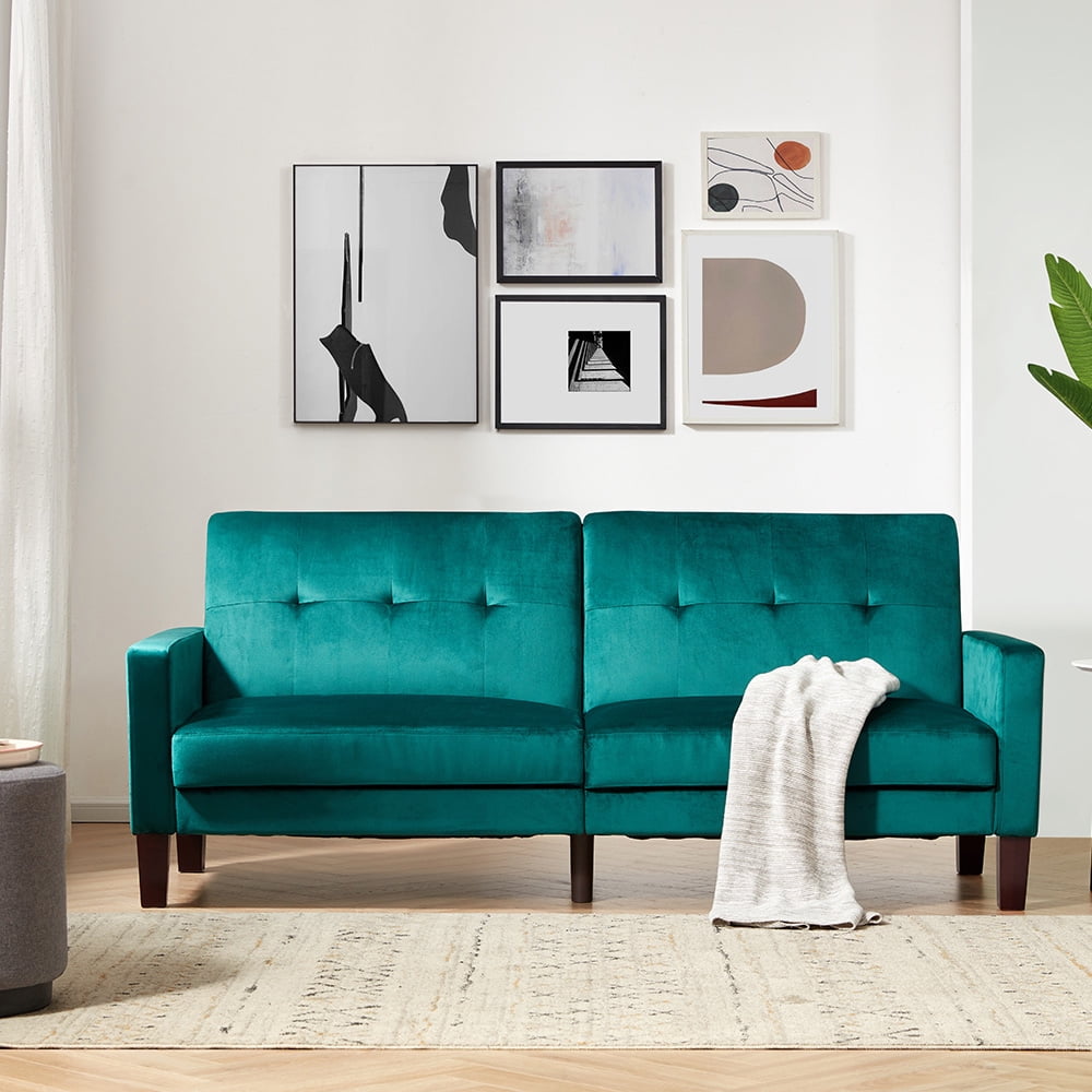 Kepooman 45" Modern Sectional Upholstery Sofa Bed with Wood Leg for Living Room, 3 Seat, Green Kepooman 45" Modern Sectional Upholstery Sofa Bed with Wood Leg for Living Room, 3 Seat, Green