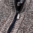 thumbnail image 6 of Mens Winter Knitted Sweater Casual Stand Collar Long Sleeve Full Zip Fleece Plaid Lined Coats With Zipper Pockets, 6 of 7