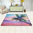 thumbnail image 2 of SKYSONIC 36x24in Watercolor Sunset Landscape Area Rug, Palm Swing Non-Slip Floor Carpet for Indoor Living Dining Room Bedroom, 2 of 7