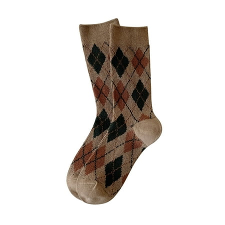 

No Show Socks Women Coffee Color Plaid Leopard Stripe Warm Sock