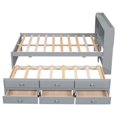 thumbnail image 4 of Wood Platform Bed with built-in USB ,Type-C Ports, LED light, Bookcase Headboard, Trundle and 3 Storage Drawers, Bed Frame Storage Bed w/ Wooden Slats for Boy Girl, 4 of 9