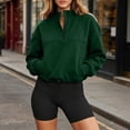 thumbnail image 3 of Jalioing Women's Crop Sweatshirts Fashion Trendy Solid Long Sleeve Stand Collar Half Zip Pullover Tops with Pocket, 3 of 7