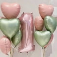 thumbnail image 3 of 10pcs 18inch Heart Foil Balloons Pink Sage Green Heart Balloon for Birthday Party Valentines Day Wedding Anniversary Decorations, 3 of 6