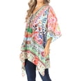 thumbnail image 3 of Sakkas Aymee Women's Caftan Poncho Cover up V neck Top Lace up With Rhinestone - TM208-Multi - One Size, 3 of 5