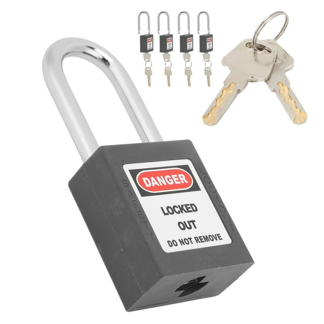 Padlocks Set, 5 Set 1.5in Security Lockout Nylon Steel Lockout Tagout Kit Insulation Engineering Loto With 10 Keys For Machine Manufacturing