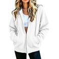 thumbnail image 6 of Jsaierl Women's Zip Up Hoodies Sweatshirts with Contrast Hood Adjustable Drawstring Kangaroo Pocket Oversized Casual Jackets S-2XL, 6 of 8