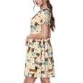 thumbnail image 2 of Fotbe Dachshund Dog Vestido Largo de Moda para Mujer, Vestido Tipo Camiseta con Manga Corta y Estilo Casual a Rayas y Bloques de Color, 2 of 6
