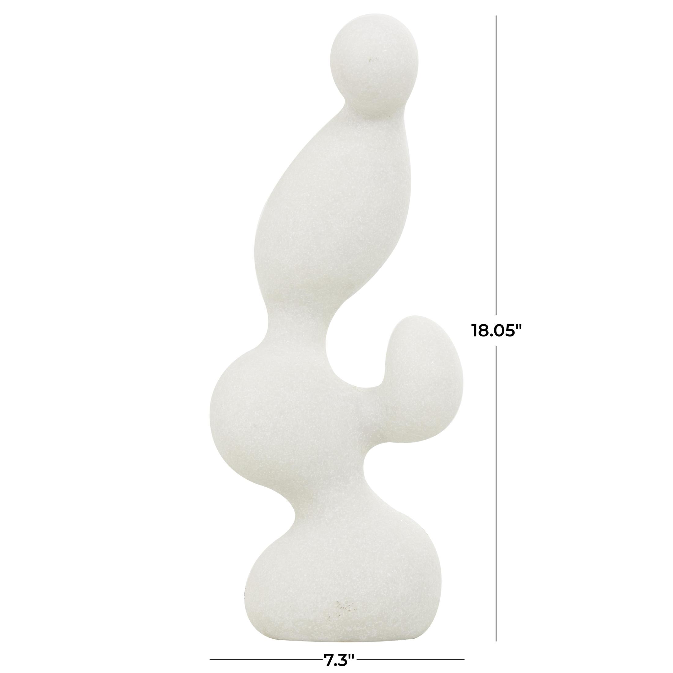 7" x 18" White Polystone Curved Shaped Abstract Sculpture with Speckled Texturing, by DecMode