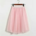 thumbnail image 3 of DuoJiaJ Women's Tulle Skirts A-Line Knee Length Mesh Pleated Skirt High Waist Midi Vintage Skirts,Pink One Size, 3 of 4