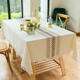 thumbnail image 4 of Embroidery Tassel Tablecloth  Cotton Linen Dust Proof Table Cover  for Kitchen Dining Room Home Party Tabletop Decor Yening, 4 of 7