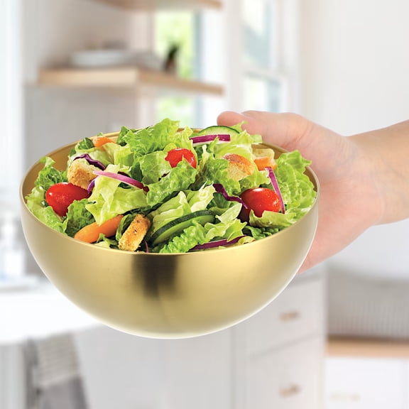 VERDANVERSE Set of 2 Stainless Steel Kitchen Salad Bowls - Multi-Purpose Food Storage and Easy to Clean