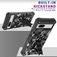 thumbnail image 2 of Camouflage Case for Google Pixel 7a with Metal Kickstand, Camo Phone Cover Built-in 360° Rotate Ring Stand Case for Google Pixel 7a MC Black, 2 of 12