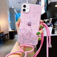thumbnail image 1 of Luxury Sling Chain Necklace Soft Case For iPhone 14 13 12 11 Pro Max X XR Xs 6 7 8 Plus Mini Lanyard Glitter Clean Cover Case xuanjing unisex, 1 of 2