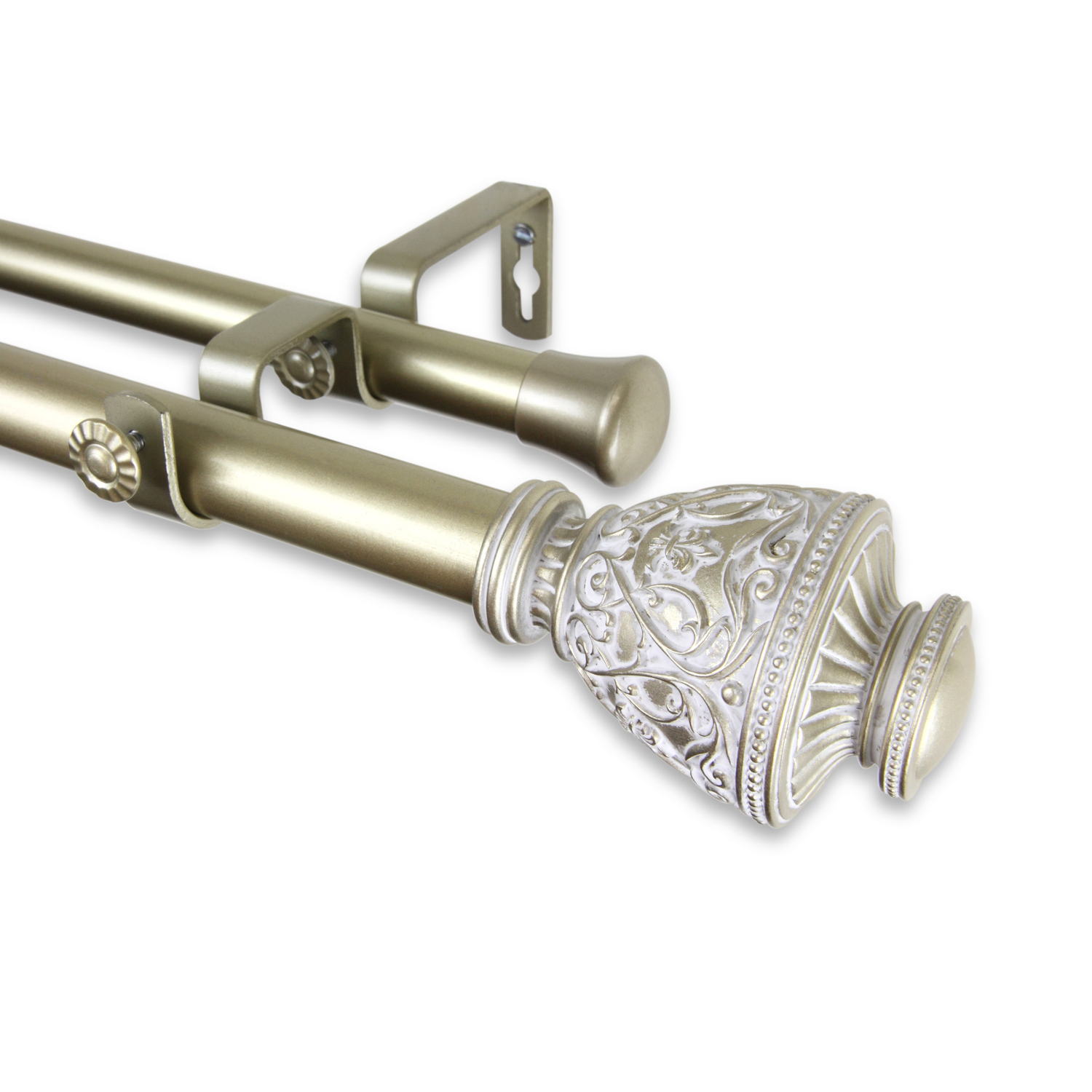 Adjustable Curtain Rod 66-120 Inch, Single Rod Set, Light Gold Finish, Home Decor Drapery Hardware