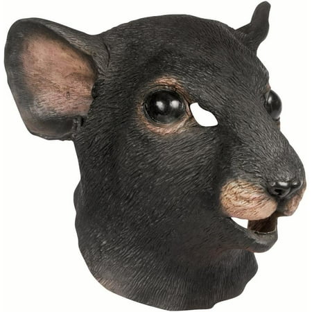 Star Power Realistic Rat Full Head Animal Mask, Black, One Size