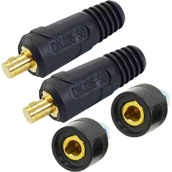 RIVERWELD TIG Welding Cable Panel Connector-plug and Socket Dinse Dinze Quick Fitting 315Amp (4, DKJ35-50 & DKZ35-50 BLACK)