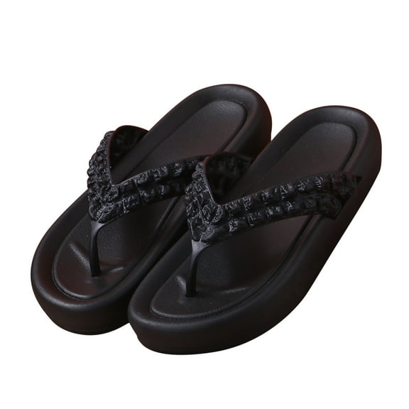 Anuirheih Clearance Slip on Sandals Women,Womens Flip Flops - Soft Lightweight Flip-Flops For Women Thicken Cushioned Slippers Shower Bathroom Shoes Beach Pool Flip Flop Sandals(Black)