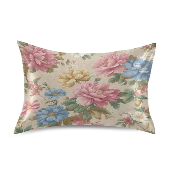 Satin Pillowcase Soft and Smooth Pillow Case for Hair and Skin Pastel Pink and Blue Floral