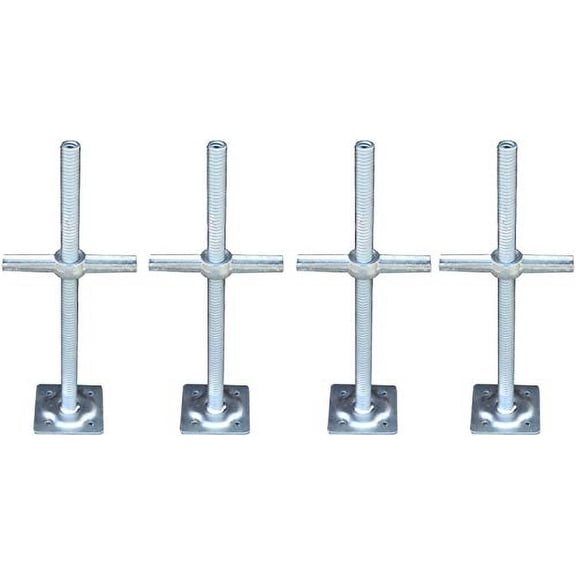 CBM Scaffold A Set 4 New 1 3/8" Scaffolding 24" Adjustable Leveling Galvanized Screw Jack with Base Plate$$Tools & Hardware Other