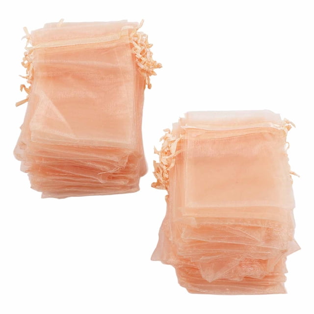 100 Uds bolsas de organza 10x15cm bolsas de regalo con cordón transparente bolsas de joyería portátiles de malla bolsas de joyería con cordón para boda oro rosa