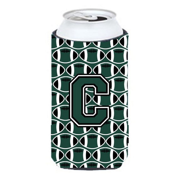 Carolines Treasures CJ1071-CTBC Letter C Football Green and White Tall Boy Beverage Insulator Hugger  Tall Boy