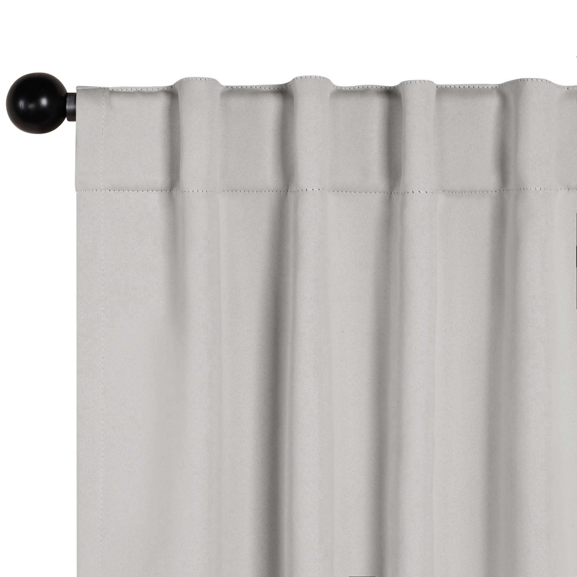 Superior Blackout Solid Light Filtering Back Tab Curtain Panel Set, 52" x 96", Chrome