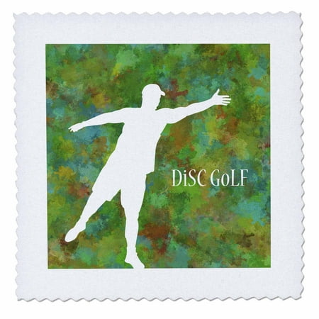 3dRose Disc Golf - enjoy this cool Disc Golfer putting with a creative and colorful background - Quilt Square, 10 by