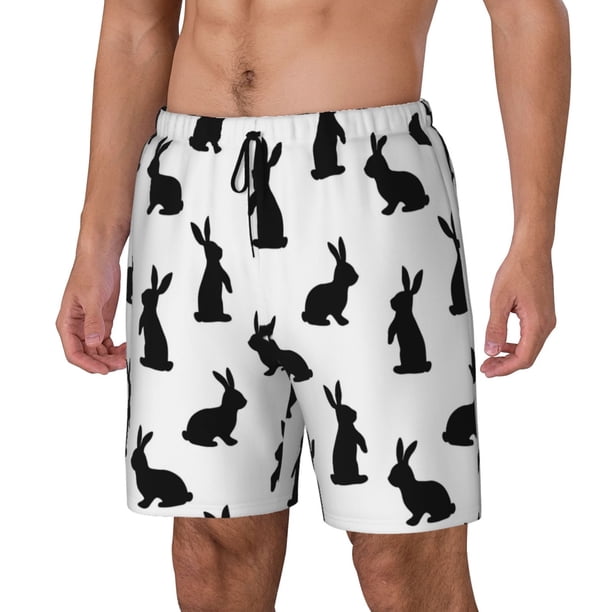 Balery Black Rabbit Bañador para hombre, shorts de playa de secado rápido con entrepierna y forro de compresión-Large