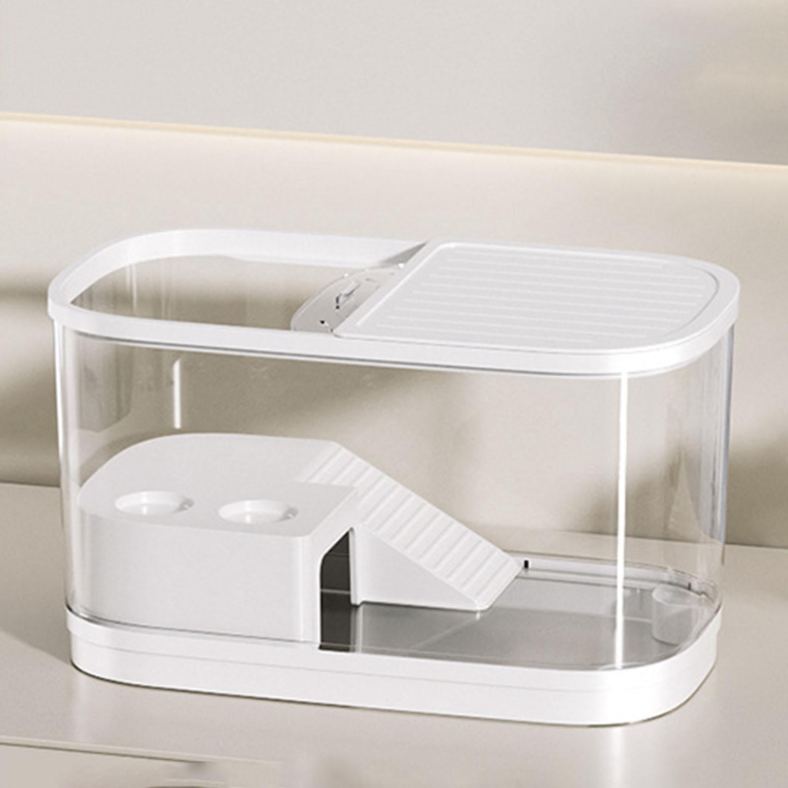 Turtle Habitat Tank Tortoises Case with Basking Platform and Bottom Drainage for Terrapins and Hermit Crabs