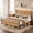 Natural Wood, variant on Seetech King Size Platform Bed Frame with Charging Station, LED Lights and Under-Bed Storage, Vintage Brown