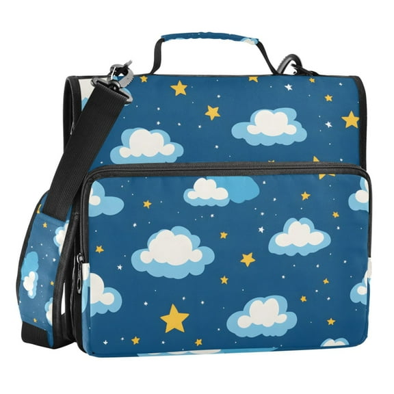 ALAZA Zipper Binder Clouds Stars 3 Ring Trapper Keeper File Folder Organizer Bag