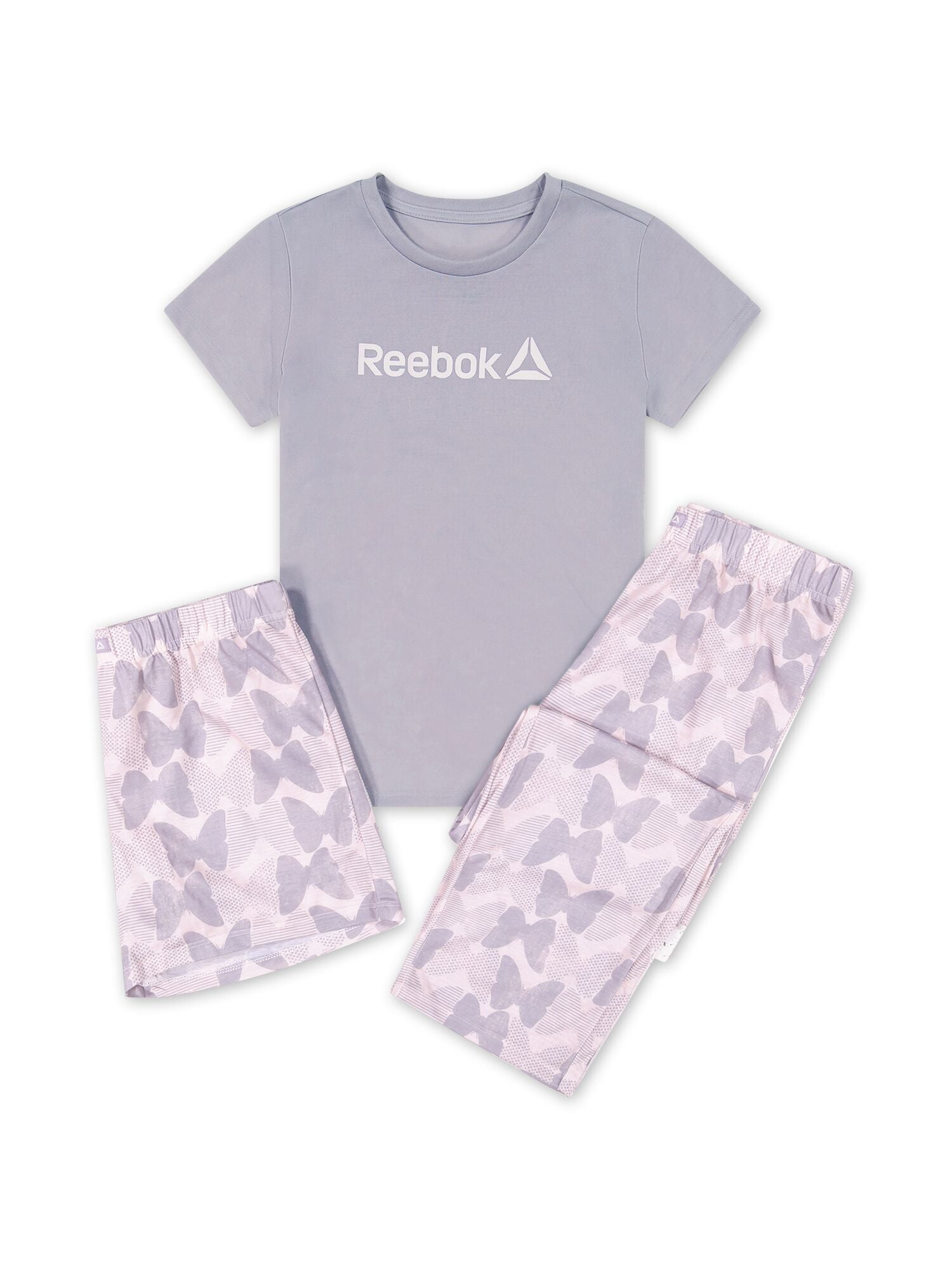 Reebok Girls’ Sleepwear, 3-Piece Tee, Short & Pant Pajama Set, Sizes S - XL