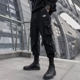 thumbnail image 5 of Pantalones cargo negros multibolsillos para hombre, pantalones para hombre, estilo coreano, hip hop, con múltiples bolsillos, ropa de diseñador, informal, nueva, en nailon suelto, 5 of 5