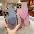 thumbnail image 4 of Compatible with iPhone 14 Pro Max, Blue Phone Case with Heart Holder Stand Kickstand Soft TPU Shockproof Protective Cover, Luxury Plating Bumper Case for Girls Women (for iPhone 14 Pro Max), 4 of 11