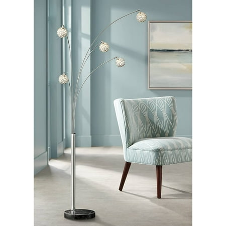 Allegra Mid Century Modern Arc Floor Lamp Tree 5-Light 88" Tall Chrome