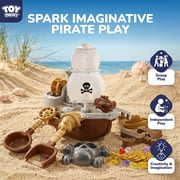 TOY Life Pirate Beach Toys for Kids Ages 4-8, 31PCS Pirate Ship Sand Toys Set with Treasure Coins & Gems, Sandbox Role Play Toys for Kids, Outdoor Beach & Travel Summer Adventure Toys