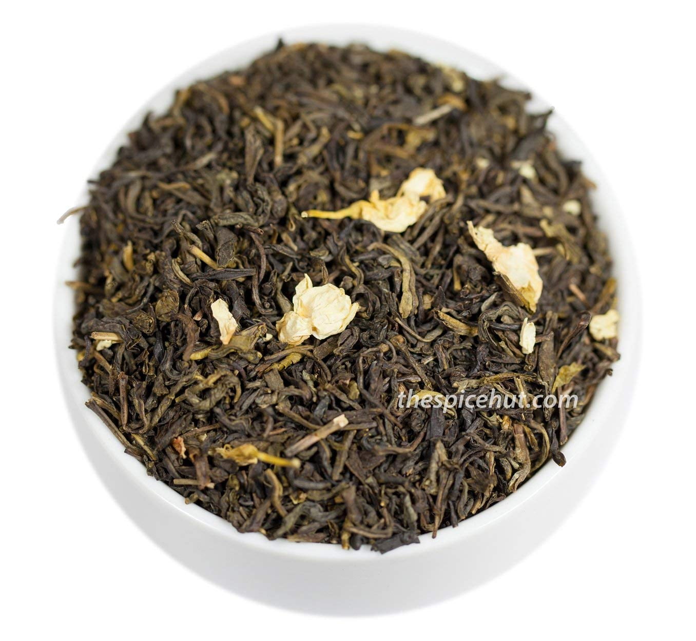 The Spice Hut - Flowery Jasmine Green Tea, with Caffeine - Pure Jasmine Blossoms, Makes 80-100 CUPS - 8oz Resealable Airtight Pouch