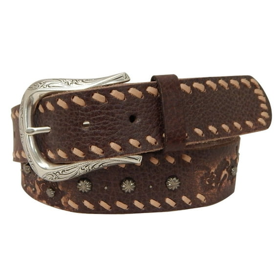 Roper Western Belt Womens Distressed Leather Silver Brown 6551300