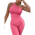 thumbnail image 5 of Blotona Womens One Shoulder Ribbed Jumpsuit Yoga Bodycon Jumpsuits Workout Sleeveless One Piece Sport Romper, 5 of 10