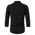 thumbnail image 6 of IROINNID Plain Long Sleeve Shirts for Men Comfy Spring And Summer Cotton Linen Shirt Stand Collar Shirt Clearance,Black, 6 of 9