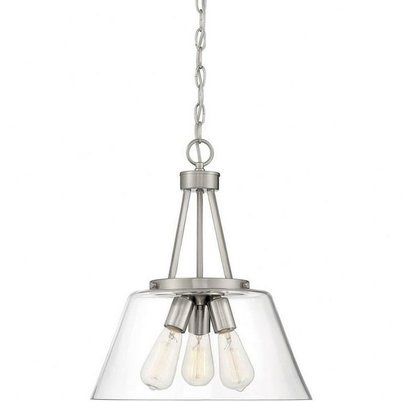 3 Light Pendant-18 inches Tall By 15 inches Wide-Satin Nickel Finish Bailey Street Home 159-Bel-4487571